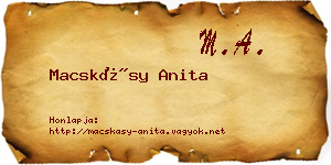 Macskásy Anita névjegykártya