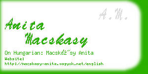 anita macskasy business card